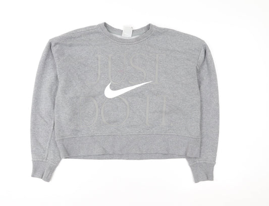 Nike Womens Grey XS Pullover Crew Neck Dri-FIT Sweatshirt