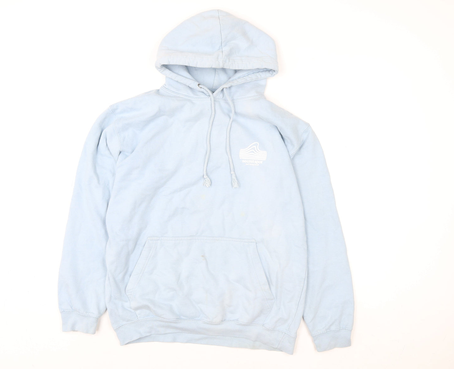 Secret Spot Womens Blue Pullover Hoodie Medium Surf Graphic Cotton Blend