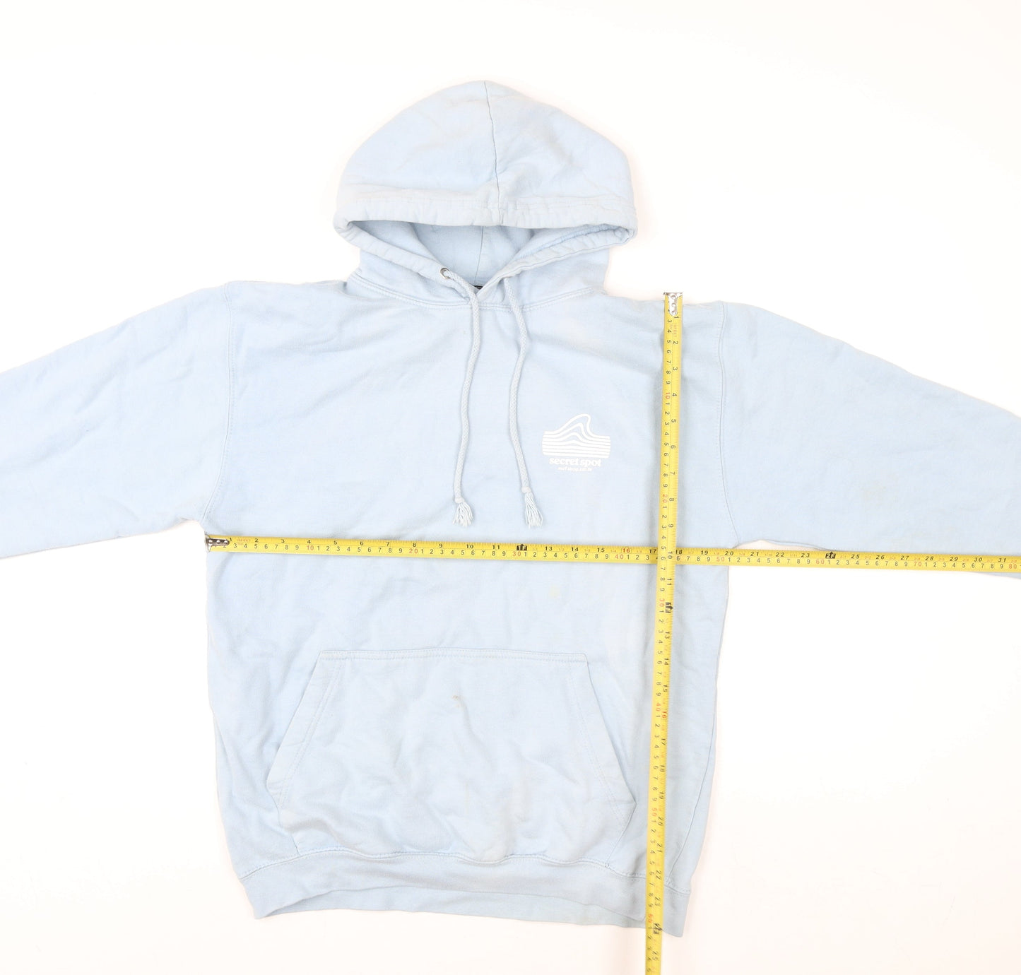 Secret Spot Womens Blue Pullover Hoodie Medium Surf Graphic Cotton Blend