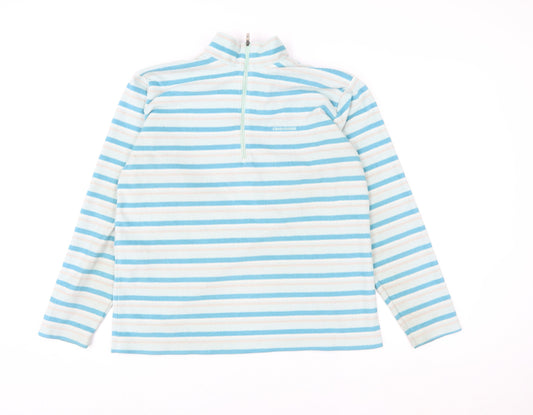 Craghoppers Women's Blue Striped Fleece Sweatshirt UK 16 1/2 Zip Pullover