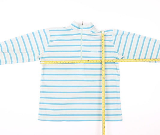Craghoppers Women's Blue Striped Fleece Sweatshirt UK 16 1/2 Zip Pullover