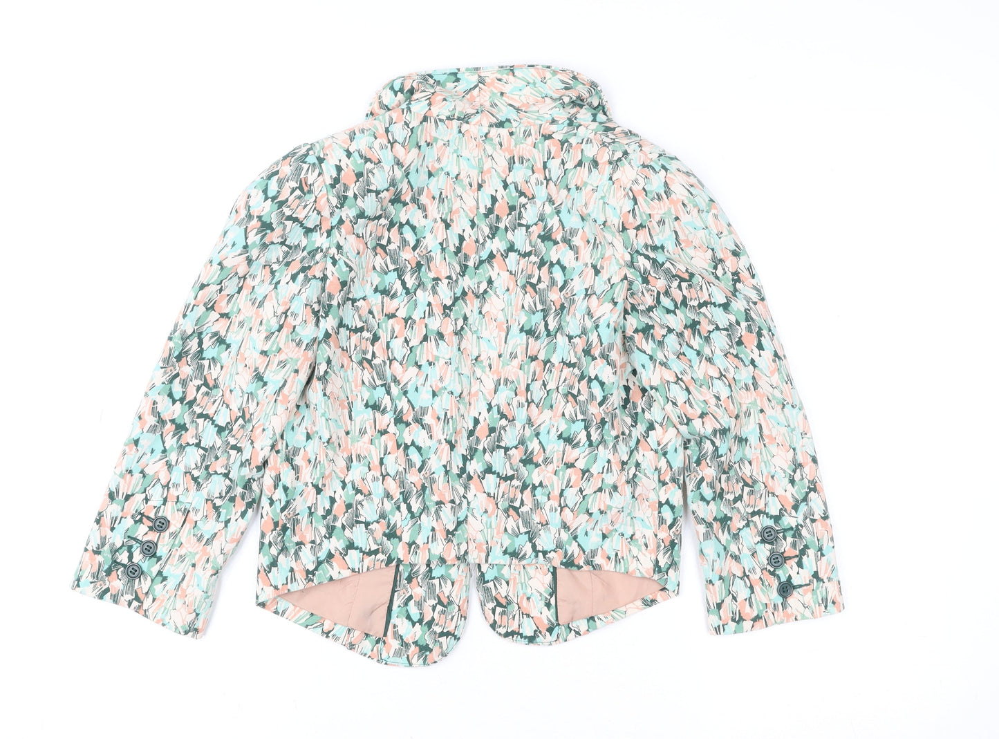 H&M Women Multicoloured Size 6 Cropped Blazer Jacket Polyester Blend