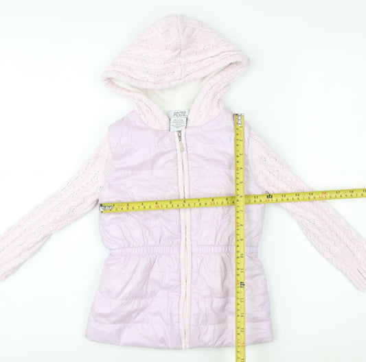 Miss Mouse Girls Pink Hooded Puffer Jacket 4-5 Years Lined Winter Coat