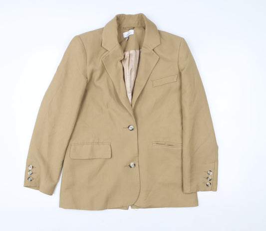 Topshop Women’s Beige Linen Blend Single-Breasted Blazer UK 6