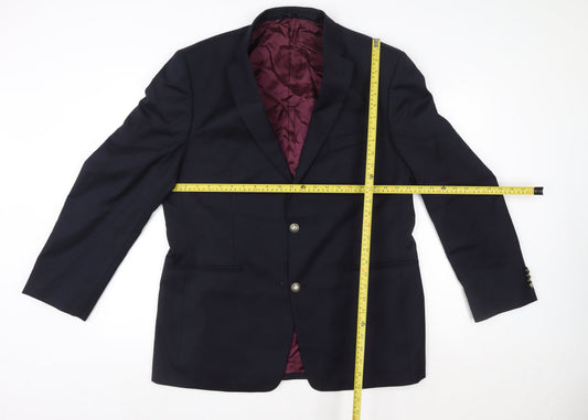 Hellewell Menswear Navy Wool Blazer Jacket Size 42 Regular