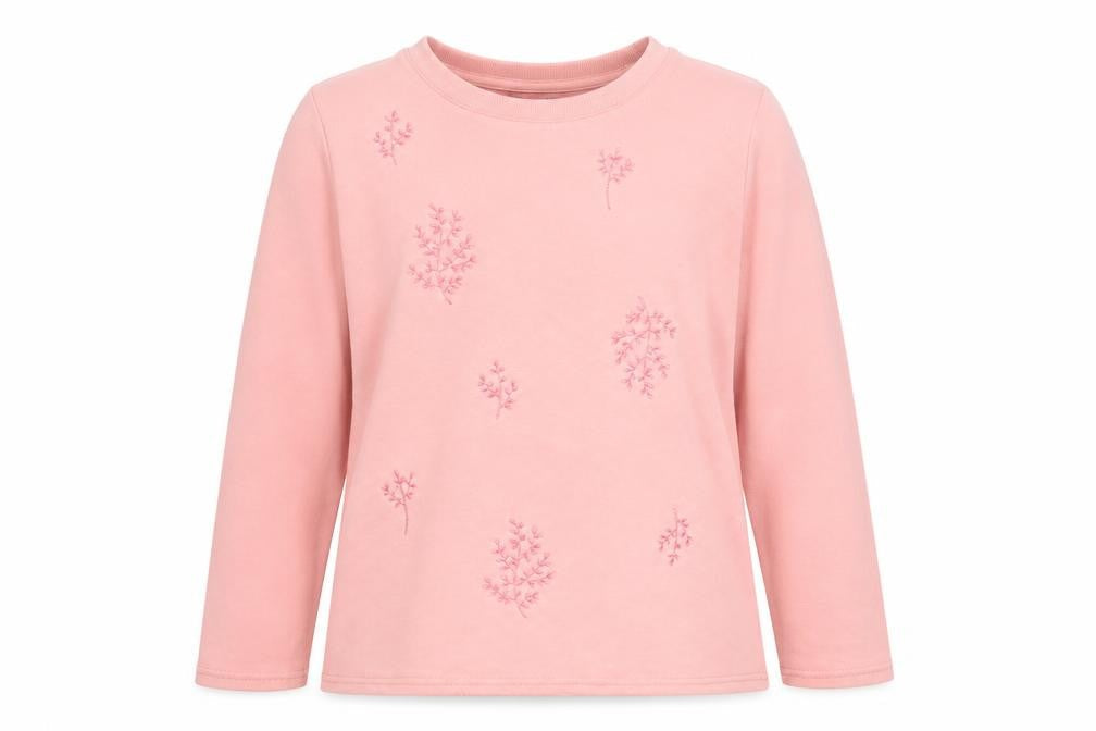 Bonmarché Womens Pink Embroidered Pullover Sweatshirt Size 14