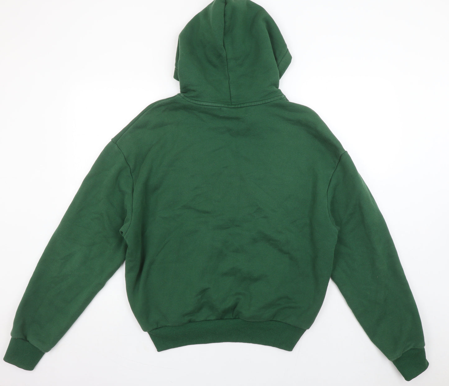 Bénir Green Cotton Pullover Hoodie Women M Logo Front Classic Fit