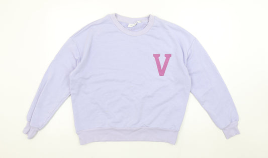 Vila Women Lilac Sweatshirt S Crew Neck Long Sleeve Casual