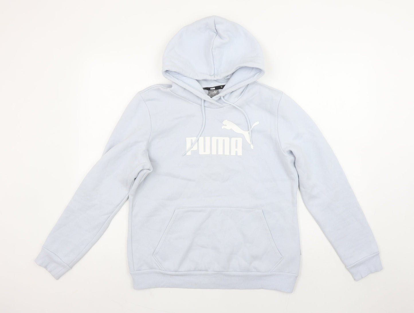 Puma Women Light Blue Pullover Hoodie Medium Hooded Sweatshirt Casual