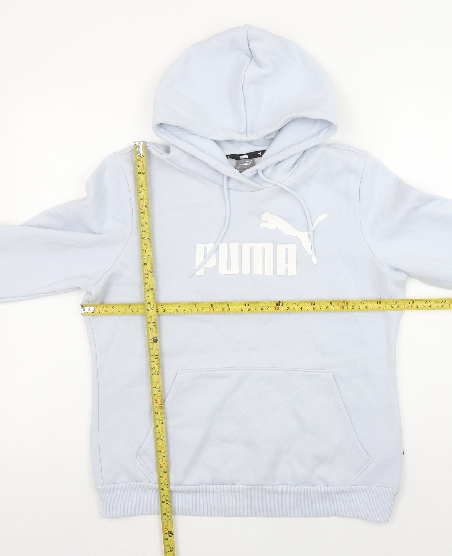 Puma Women Light Blue Pullover Hoodie Medium Hooded Sweatshirt Casual