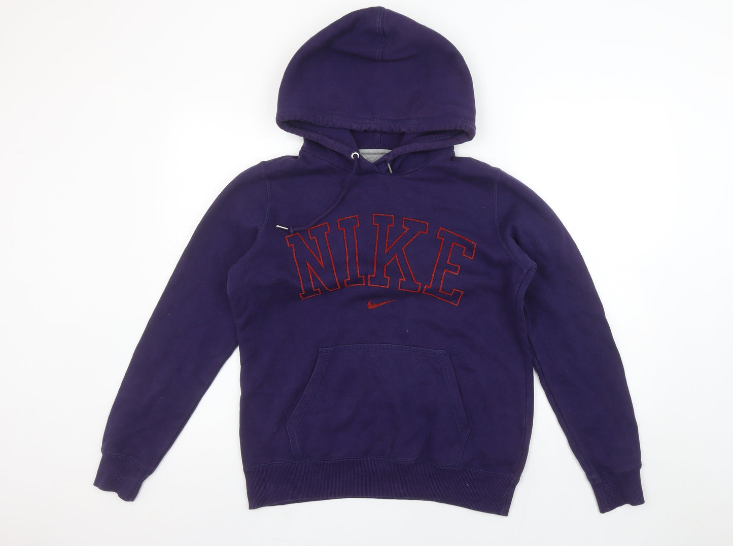 Nike Womens Purple Hoodie Medium Pullover Embroidered Logo Cotton Blend