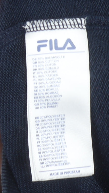 Mens UK L Regular FILA Blue Pullover Hoodie