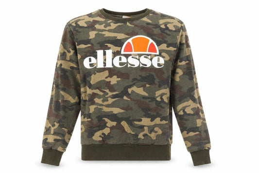 Ellesse Womens Green Camouflage Crew Neck Pullover Sweatshirt UK S