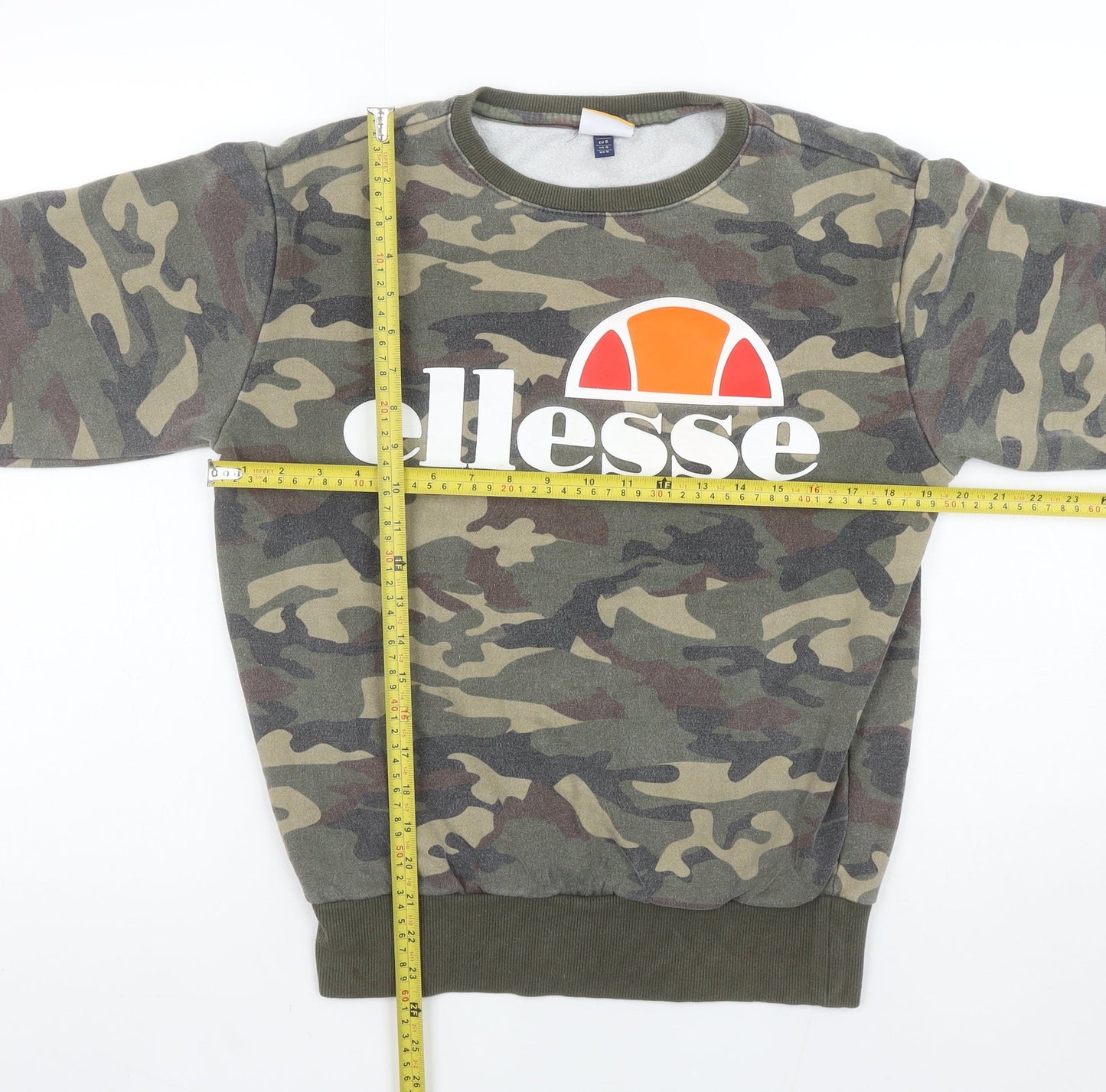 Ellesse Womens Green Camouflage Crew Neck Pullover Sweatshirt UK S