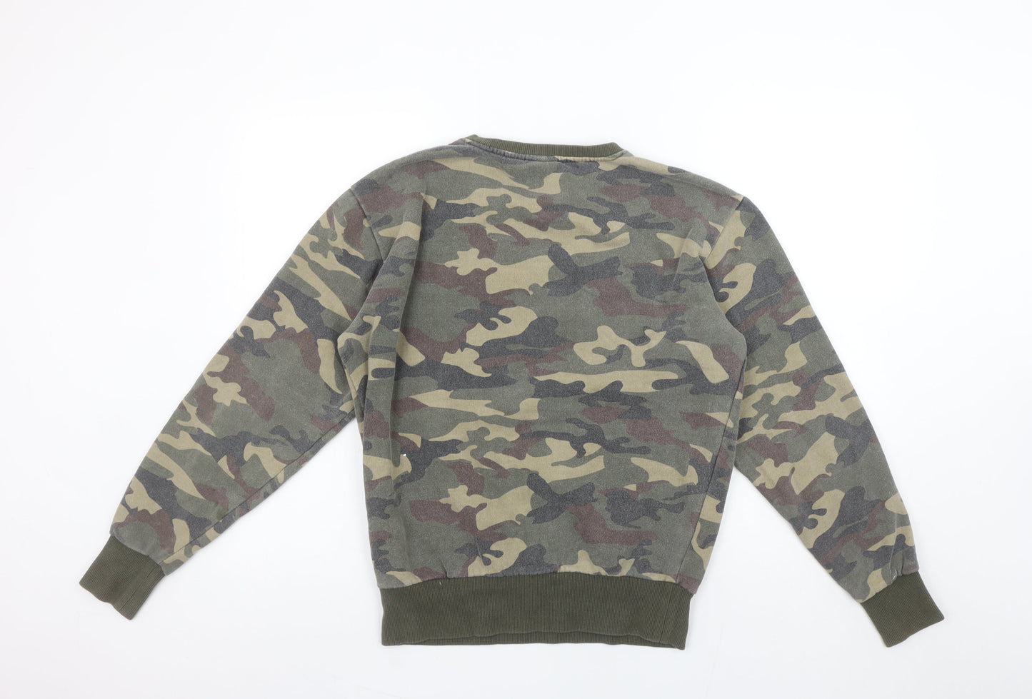 Ellesse Womens Green Camouflage Crew Neck Pullover Sweatshirt UK S