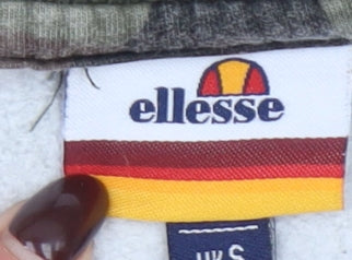 Ellesse Womens Green Camouflage Crew Neck Pullover Sweatshirt UK S