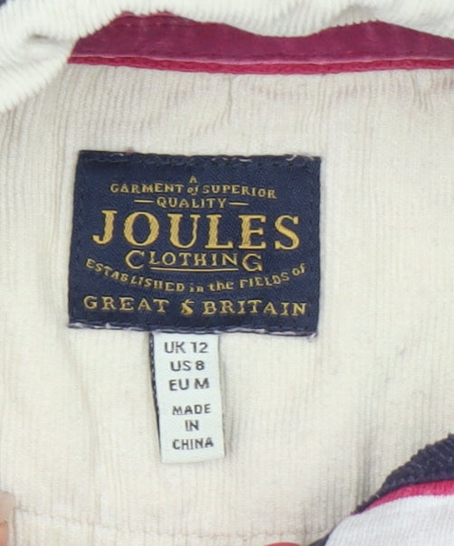 Joules Women’s Navy Pink Striped Henley Pullover Sweatshirt UK 12