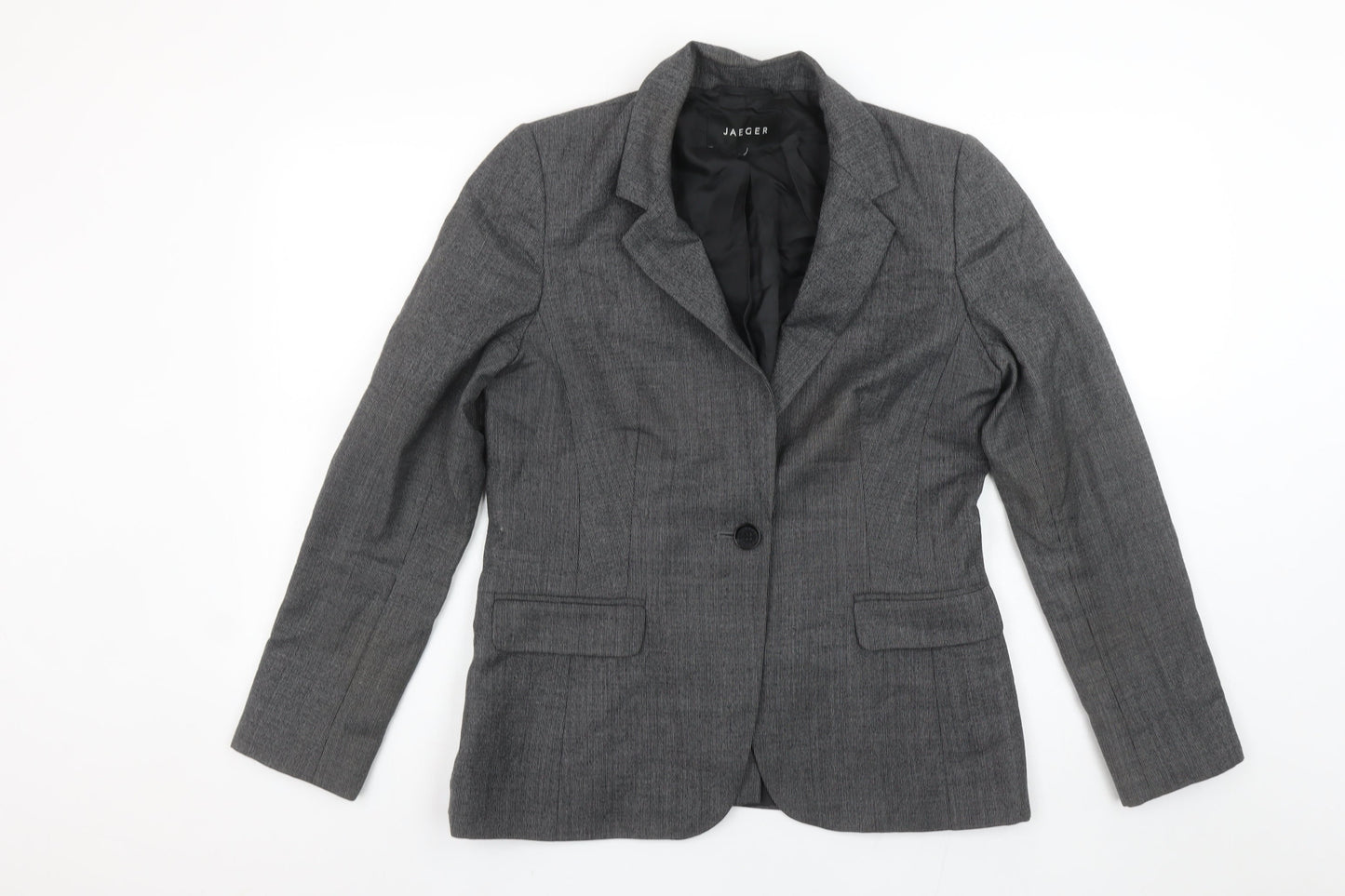 Jaeger Women’s Grey Wool Blend Single Breasted Blazer UK 10