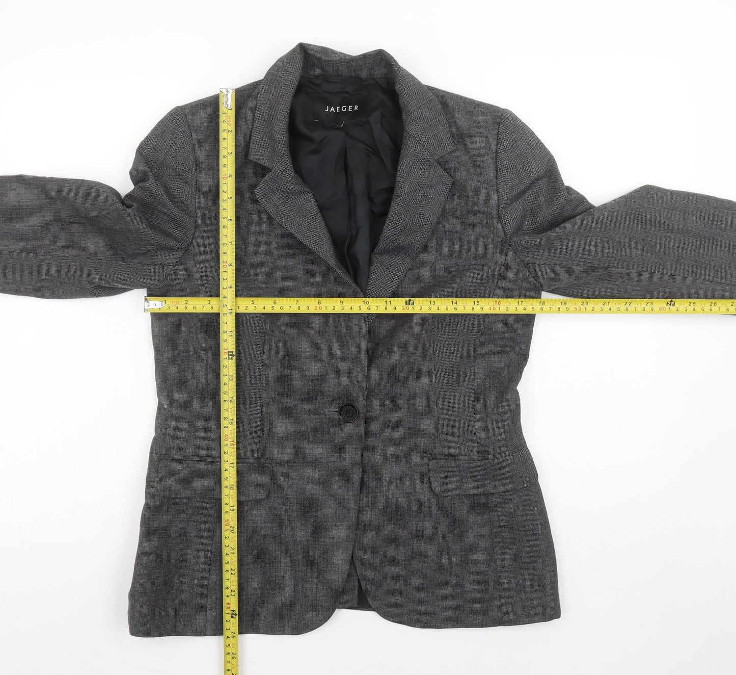 Jaeger Women’s Grey Wool Blend Single Breasted Blazer UK 10