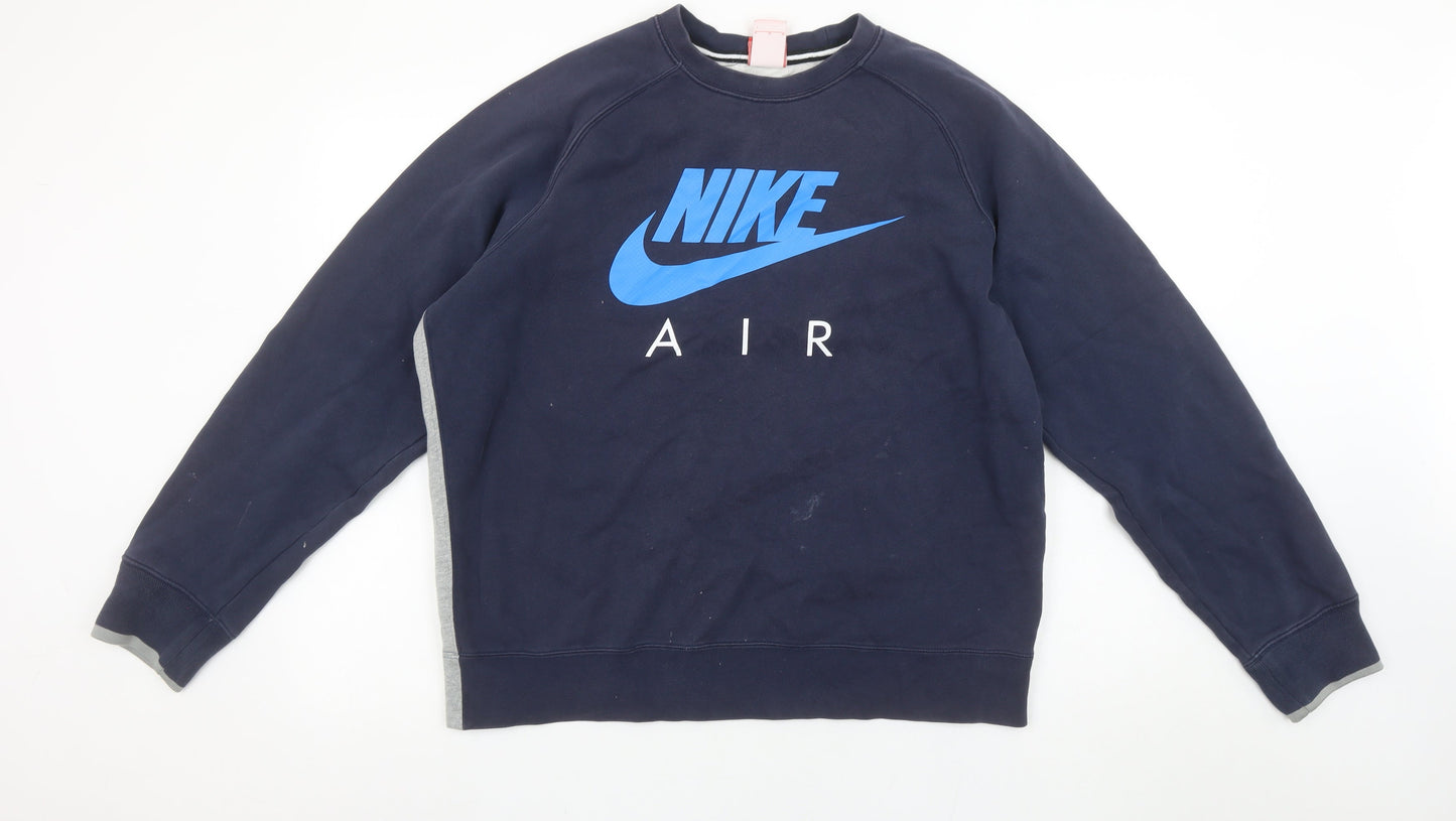 Mens UK L Regular Nike Blue Pullover Sweatshirt