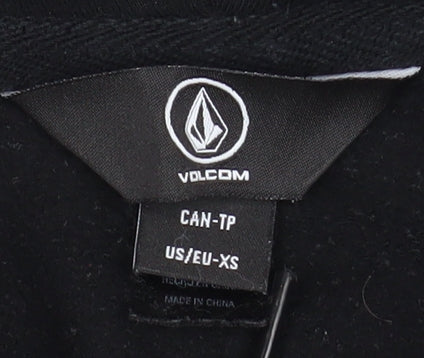 Volcom Women's Black Pullover Hoodie XS Graphic Print Cotton Blend
