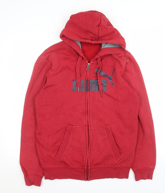 Puma Men's Red Full Zip Hoodie Jacket M Cotton Blend Casual