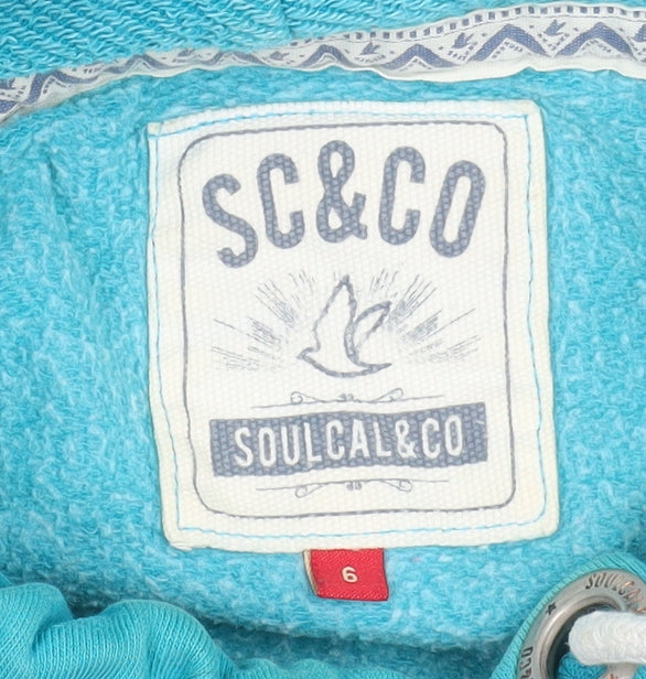 SoulCal & Co Women's Blue Pullover Hoodie Size 6 Cotton Blend