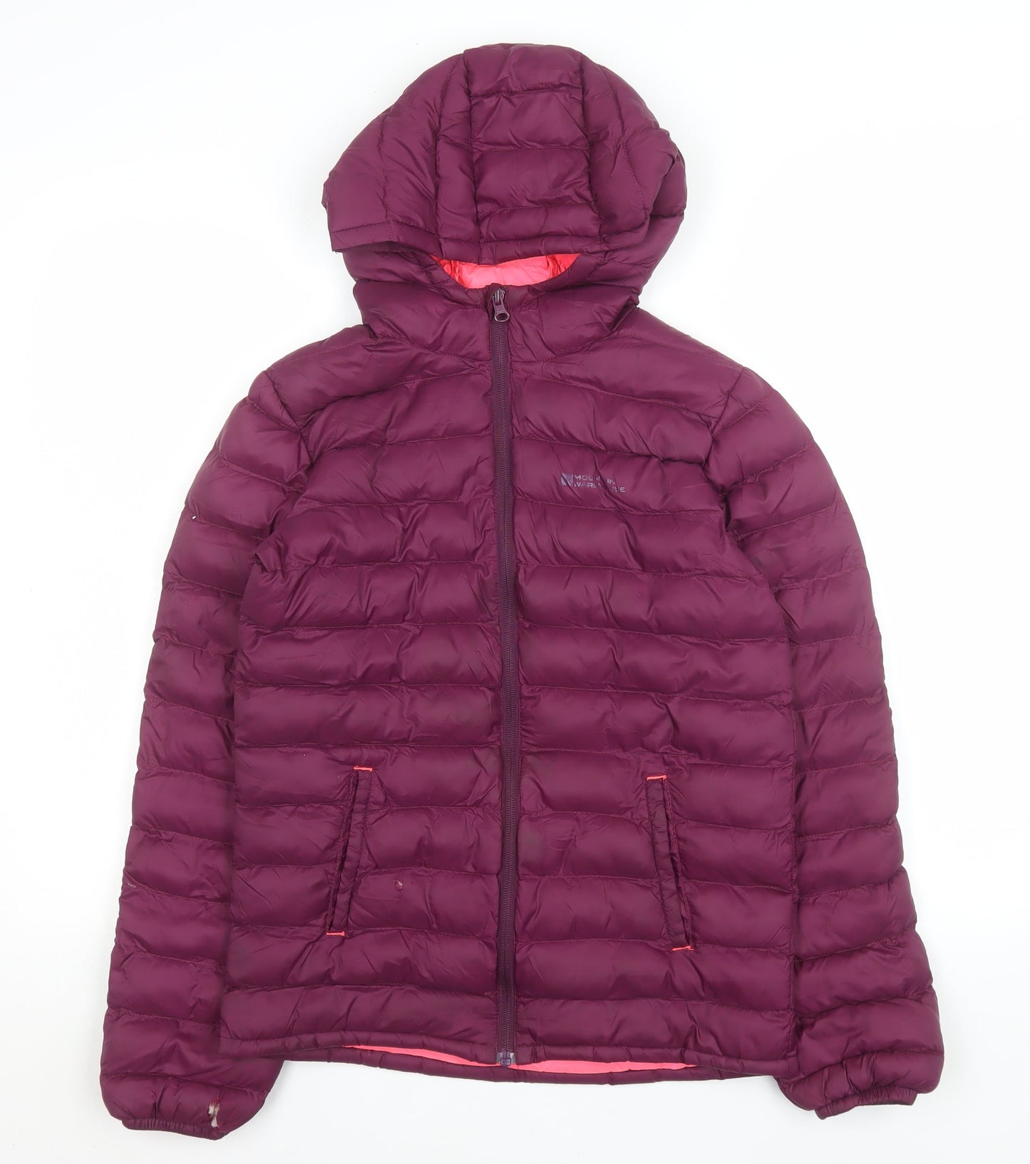 Mountain Warehouse Girls Purple Hooded Puffer Jacket 11-12 Years Warm Nylon Zip Coat