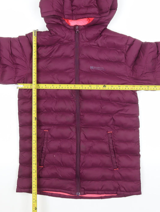 Mountain Warehouse Girls Purple Hooded Puffer Jacket 11-12 Years Warm Nylon Zip Coat