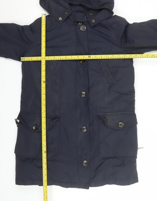 Zara Mens Blue Hooded Parka Coat Size M Regular Fit