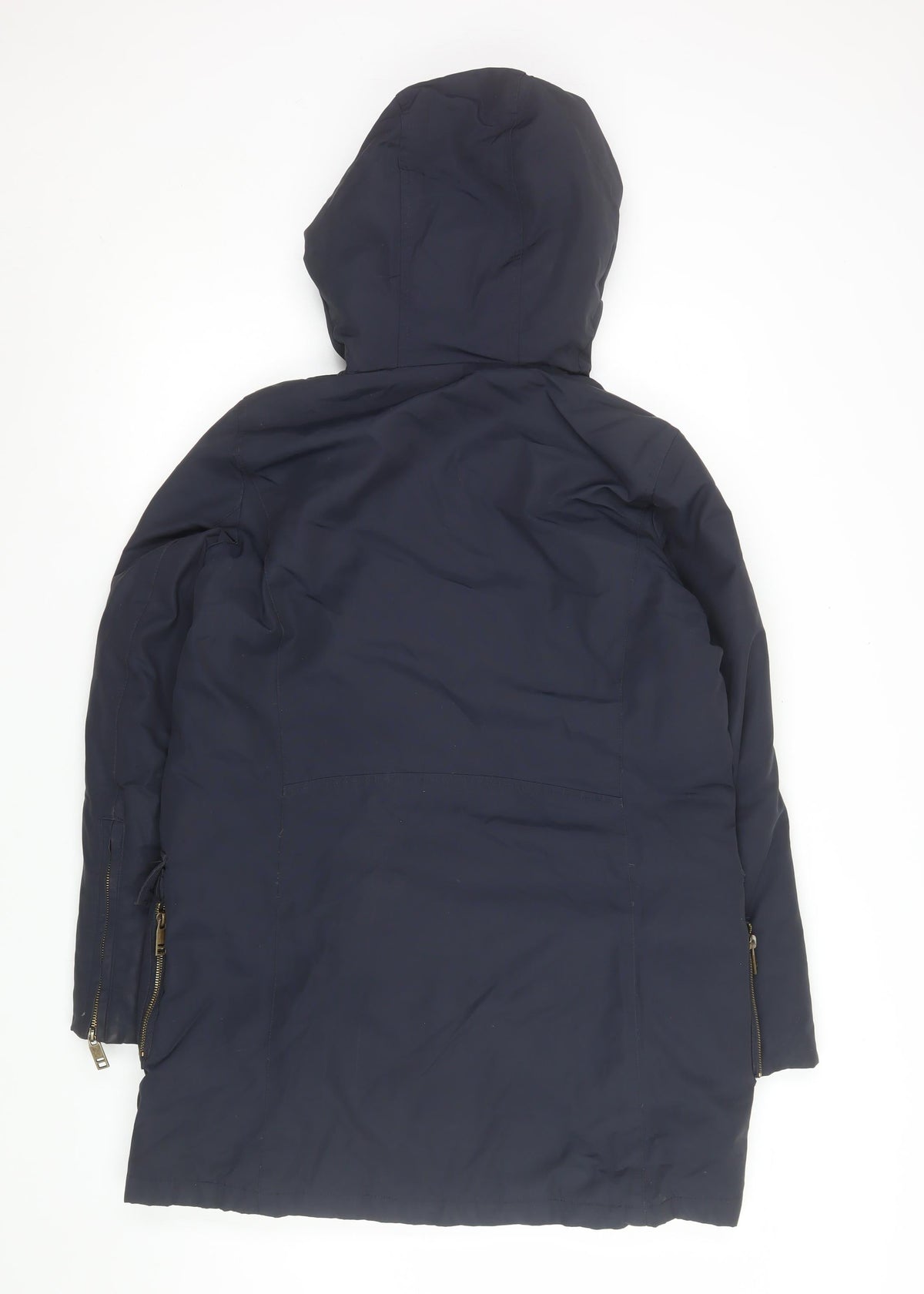 Zara Mens Blue Hooded Parka Coat Size M Regular Fit