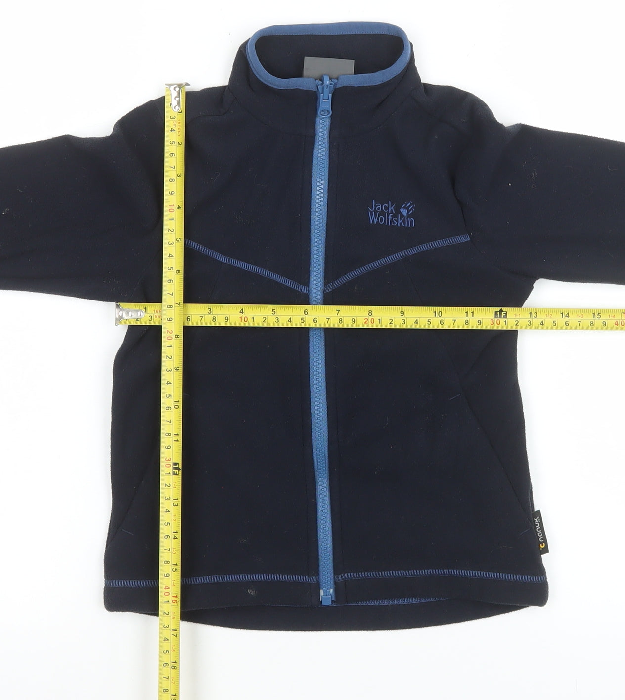 Jack Wolfskin Blue Fleece Full Zip Jacket Unisex Kids 8 Hiking Outdoor Layer