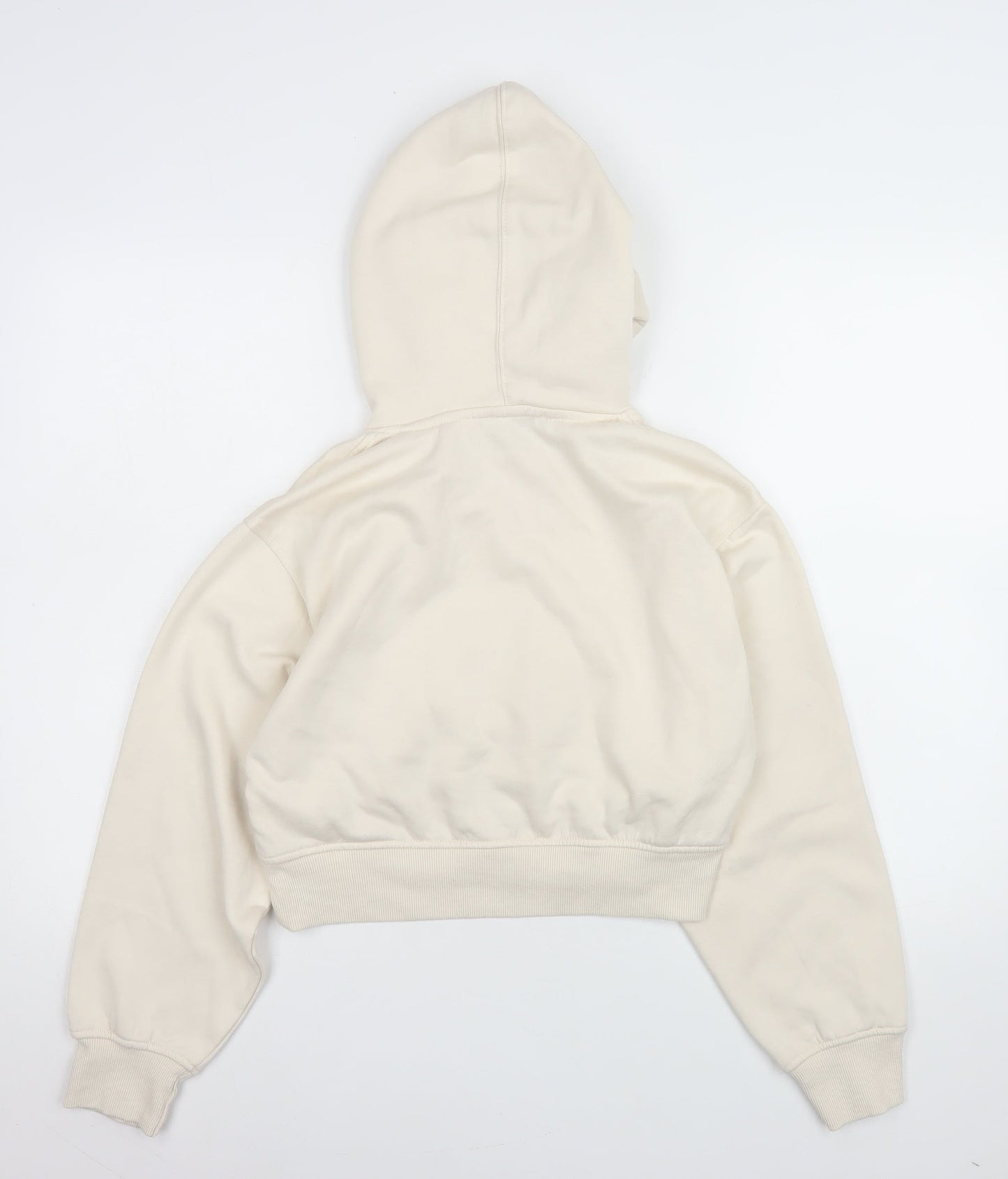ZARA Women Beige Pullover Hoodie Small Cotton Blend Casual