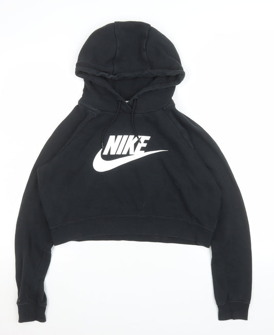 Nike Women's Black Cropped Pullover Hoodie Size M