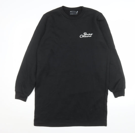 ASOS Design Womens Black Longline Pullover Sweatshirt Size 8