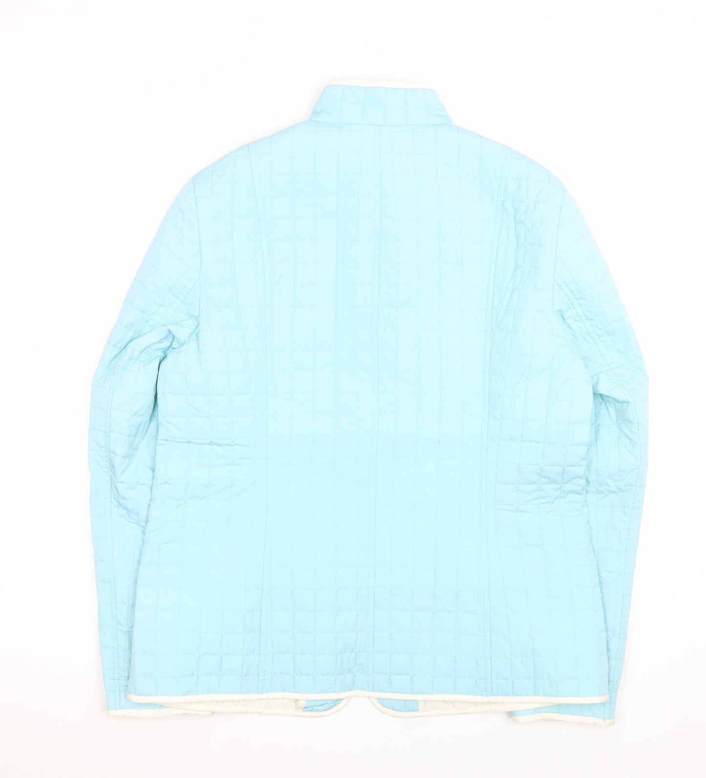 K Separates Womens Blue Quilted Silk Jacket Size 10 Zip Front