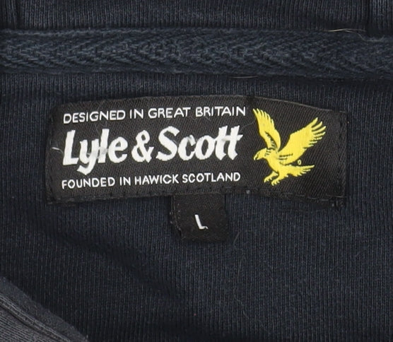 Mens UK L Regular Lyle & Scott Blue Pullover Hoodie