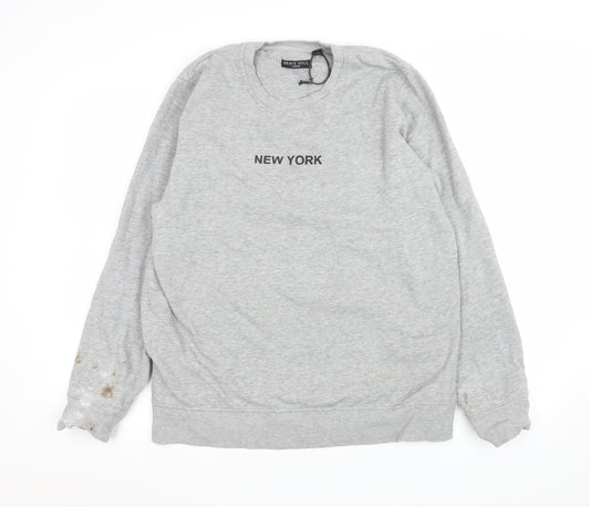 Brave Soul Men's Grey XL New York Crew Neck Sweatshirt Pullover