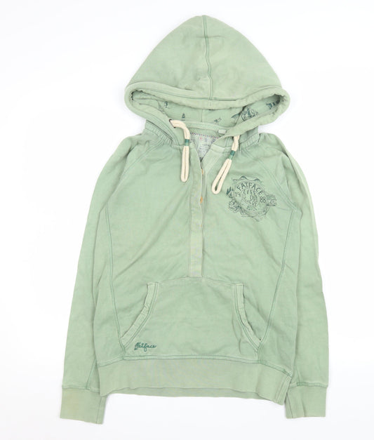 FatFace Women’s Seafoam Green Half Zip Hoodie Size 8 Cotton Blend