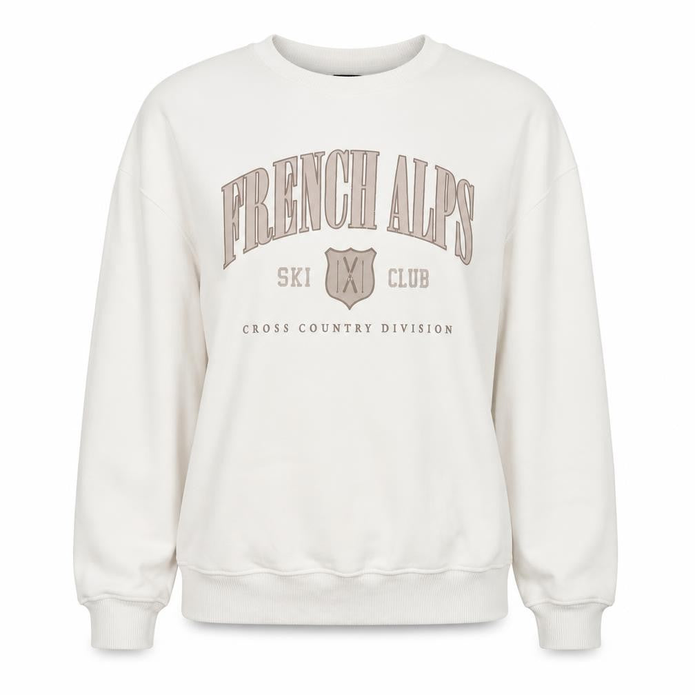 New Look Womens White French Alps Ski Club Crew Neck Sweatshirt Size S