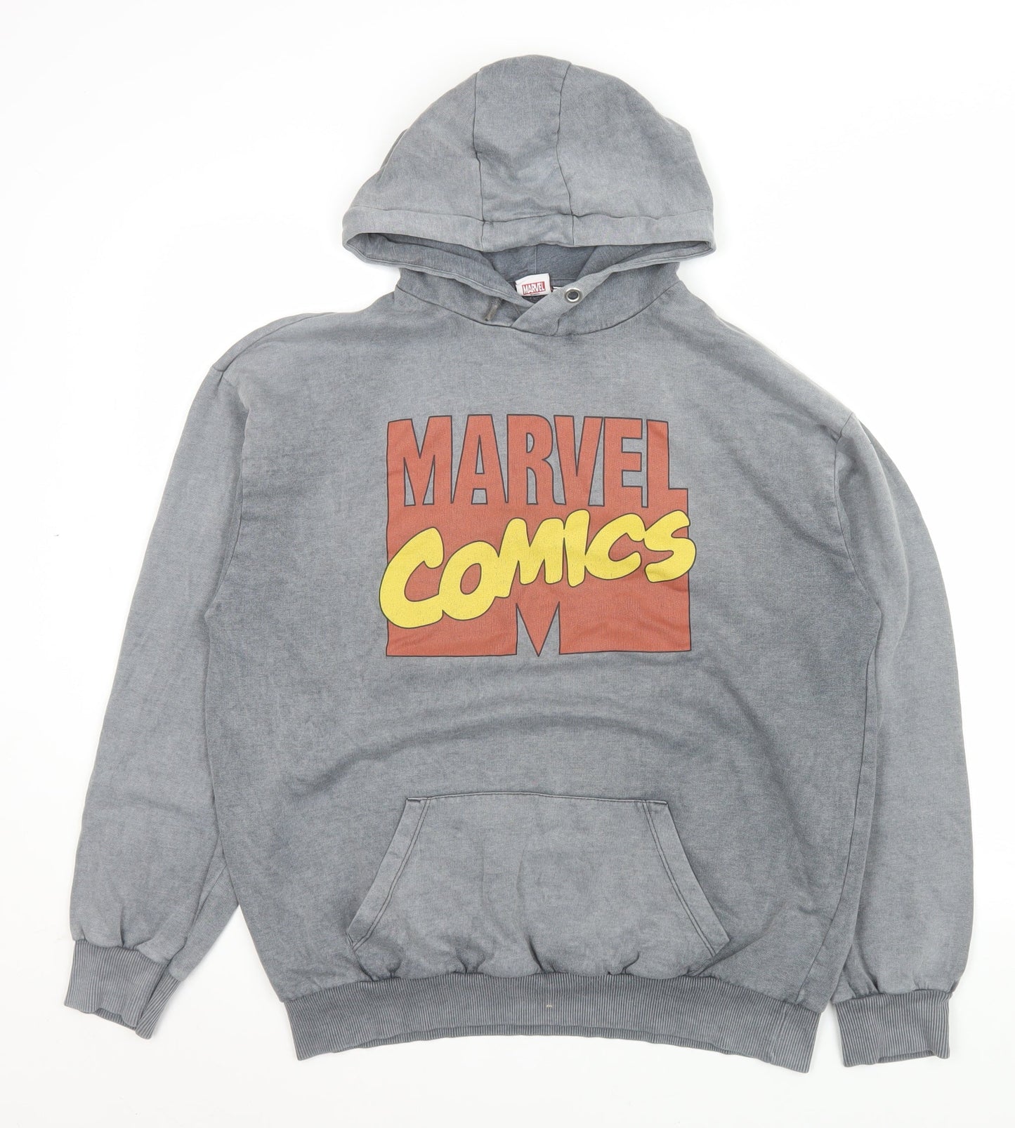 Marvel Mens Grey Pullover Hoodie Size S Graphic Comic Fleece Sweatshirt