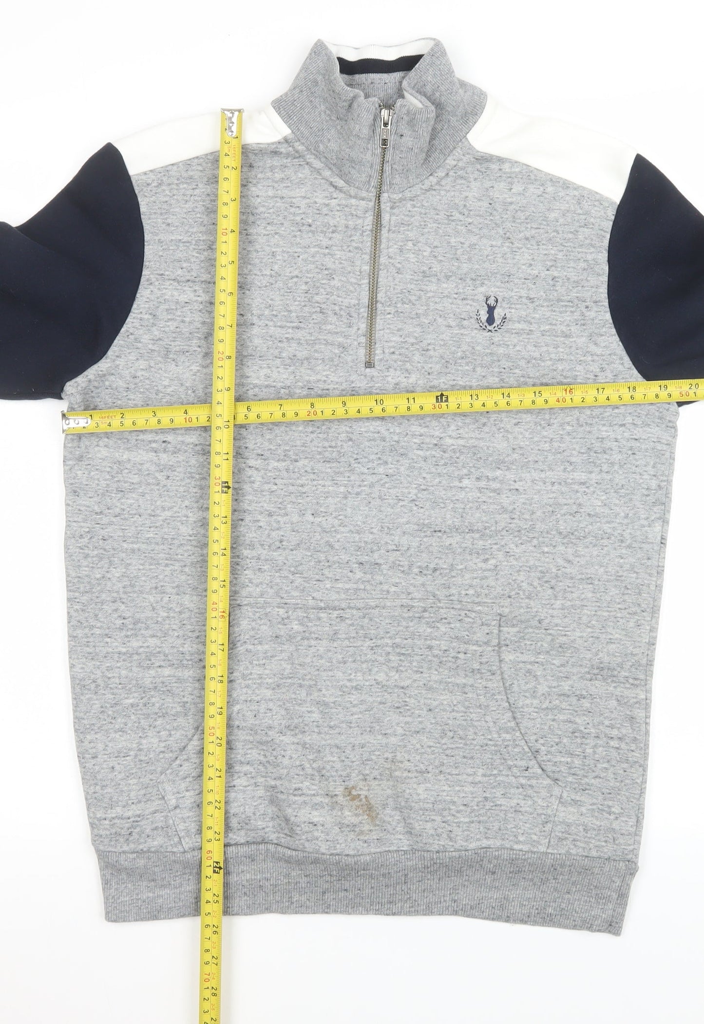 Next Men’s Grey 1/2 Zip Sweatshirt S Regular Fit Mock Neck