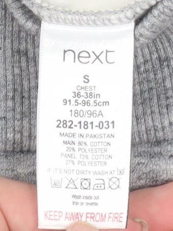 Next Men’s Grey 1/2 Zip Sweatshirt S Regular Fit Mock Neck