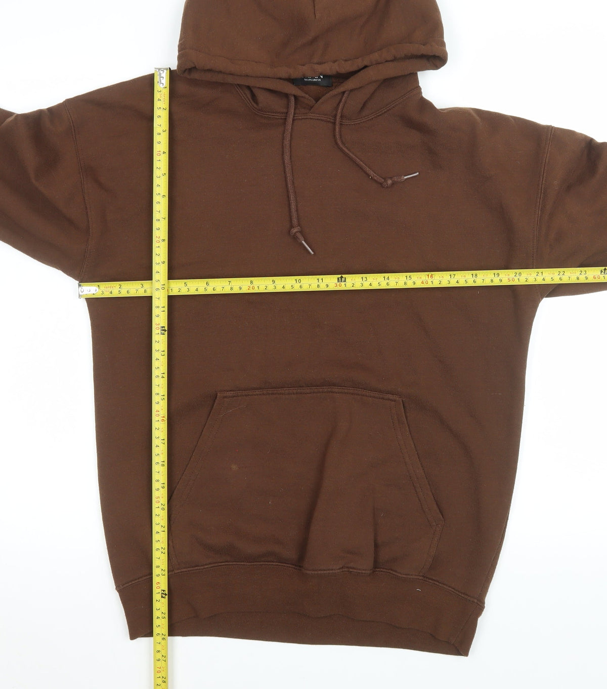 boohooMAN Womens Brown Pullover Hoodie S Graphic Eagle Print Cotton Blend