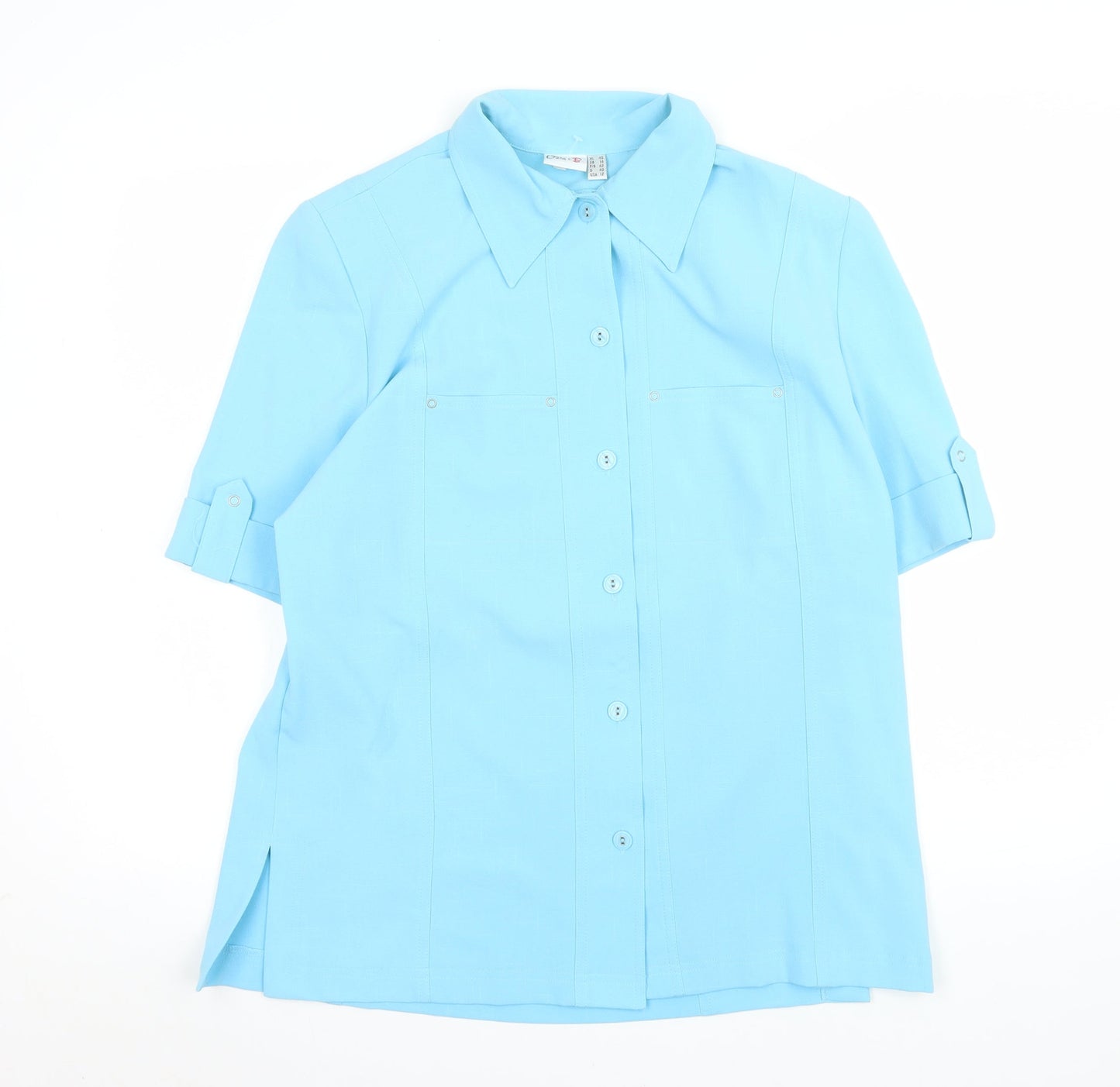 Oscar B Men’s Blue Short Sleeve Button-Up Shirt Size 14 Polyester Blend