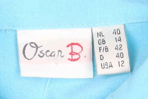 Oscar B Men’s Blue Short Sleeve Button-Up Shirt Size 14 Polyester Blend