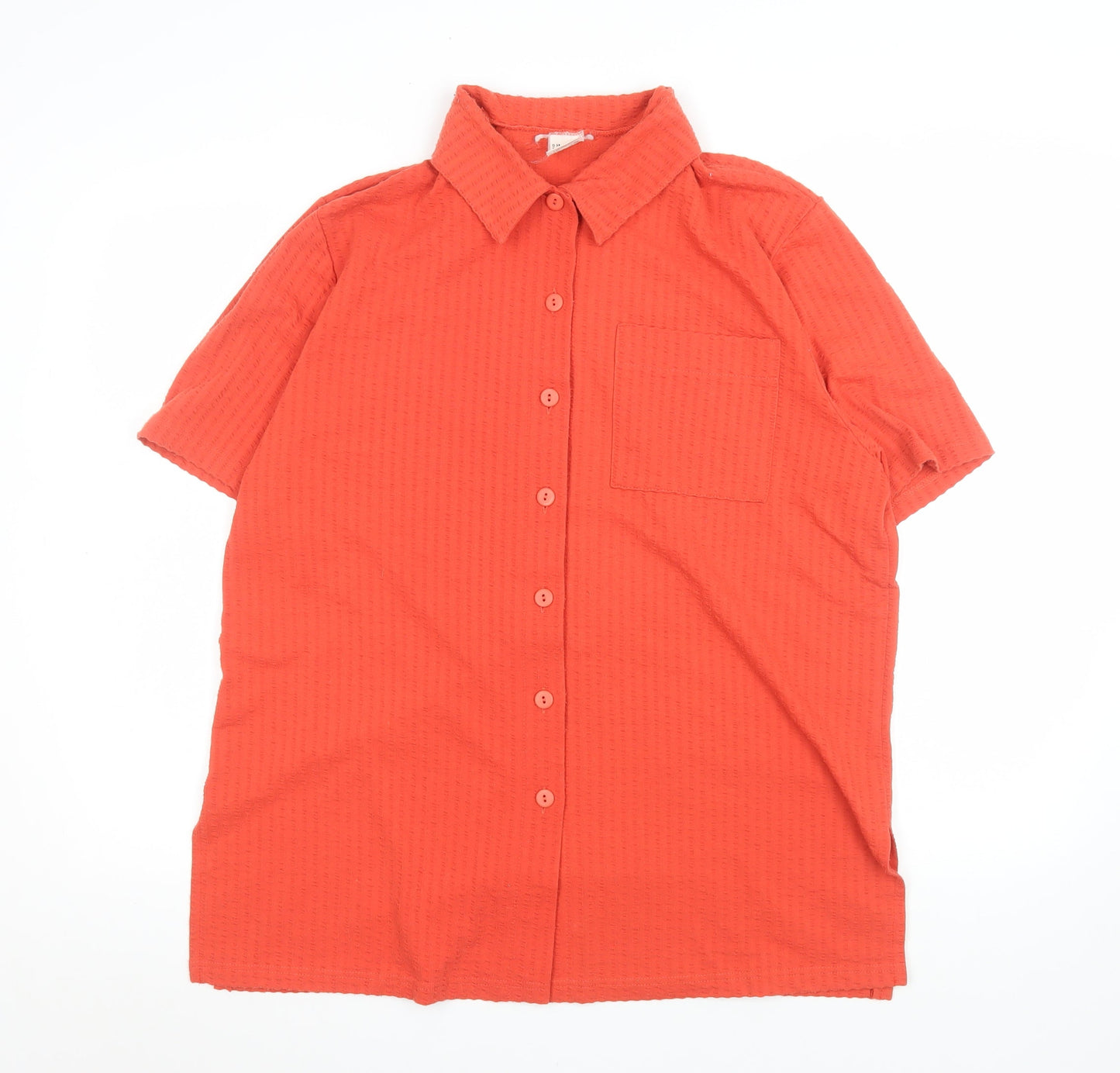 Finn Karelia Men's Orange Short Sleeve Button-Up Shirt Size 14