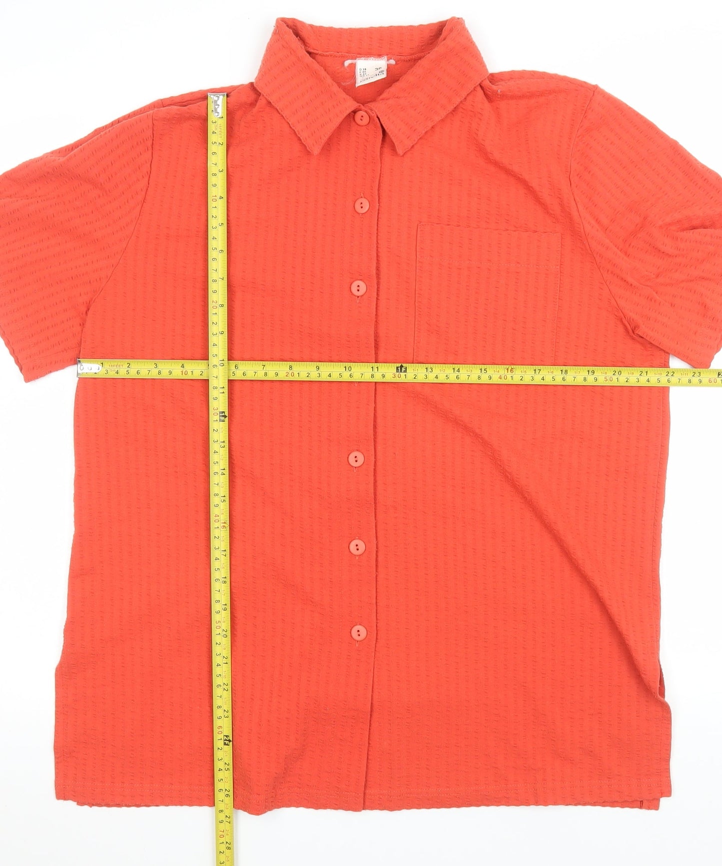 Finn Karelia Men's Orange Short Sleeve Button-Up Shirt Size 14