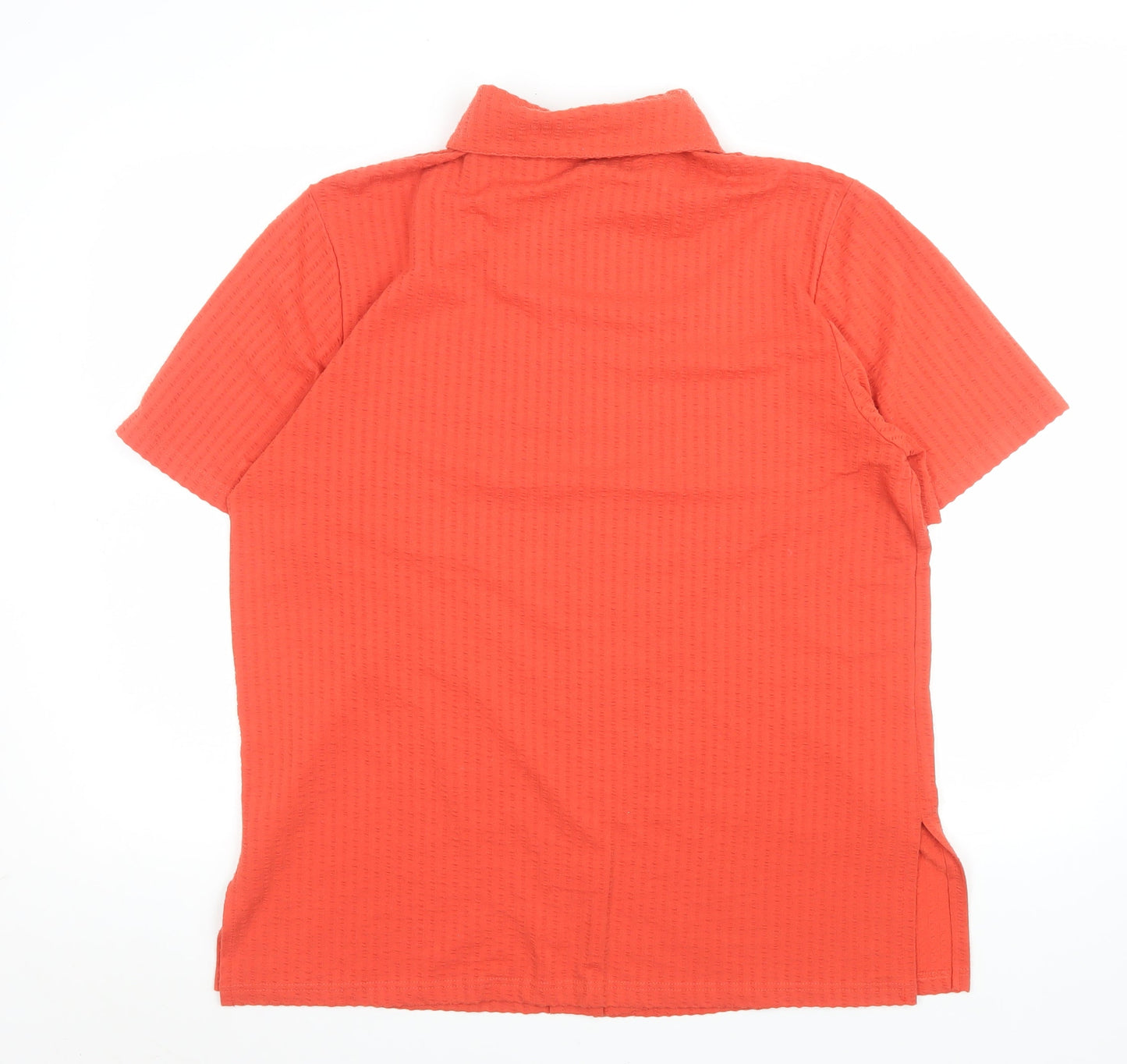 Finn Karelia Men's Orange Short Sleeve Button-Up Shirt Size 14