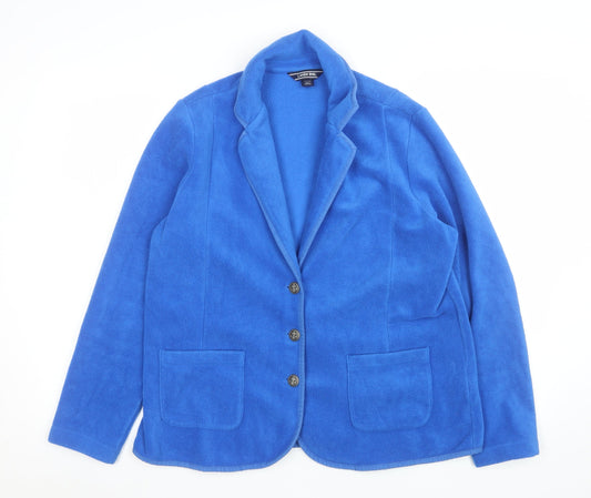 Lands' End Women’s Blue Petite Fleece Blazer Jacket Size L